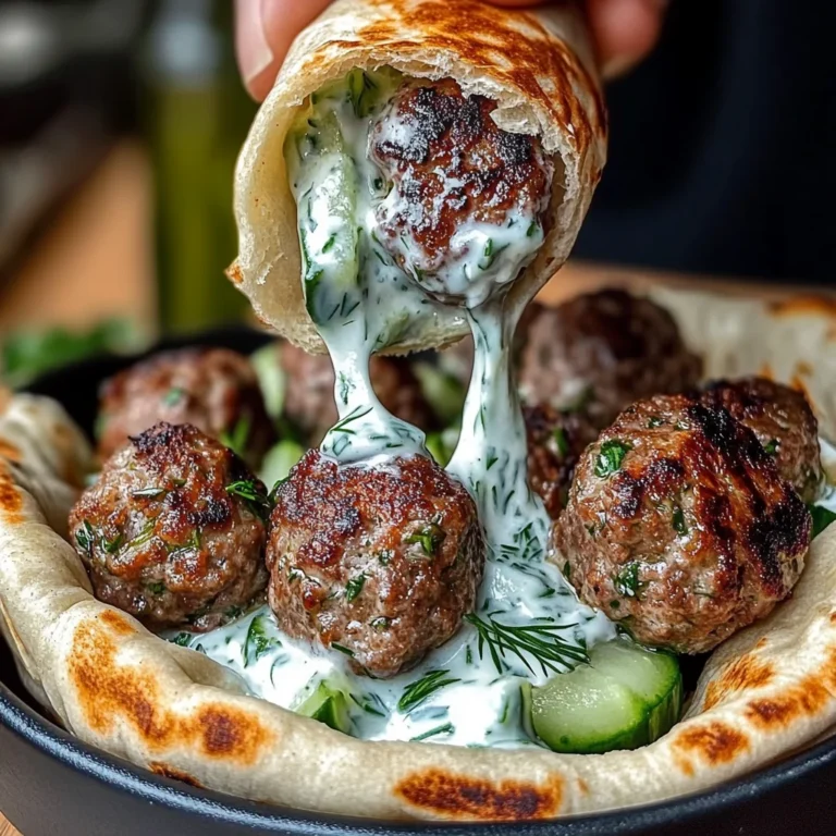 Greek Meatball Pitas With Cucumber Yogurt Sauce