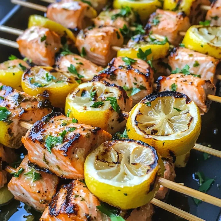Grilled Salmon Skewers with Garlic and Dijon