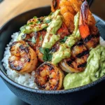 Shrimp Bowl With Avocado Guacamole & Creamy Sauce