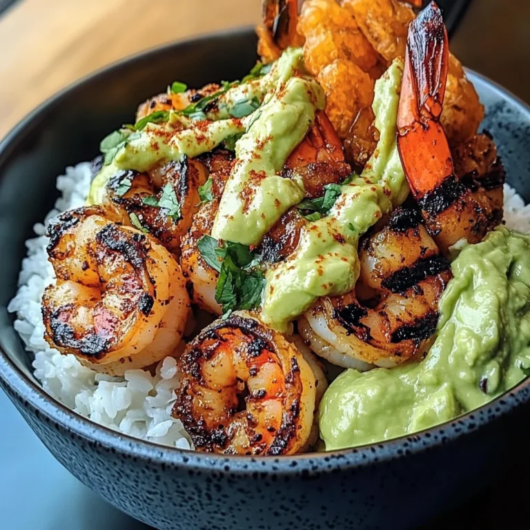 Shrimp Bowl With Avocado Guacamole & Creamy Sauce