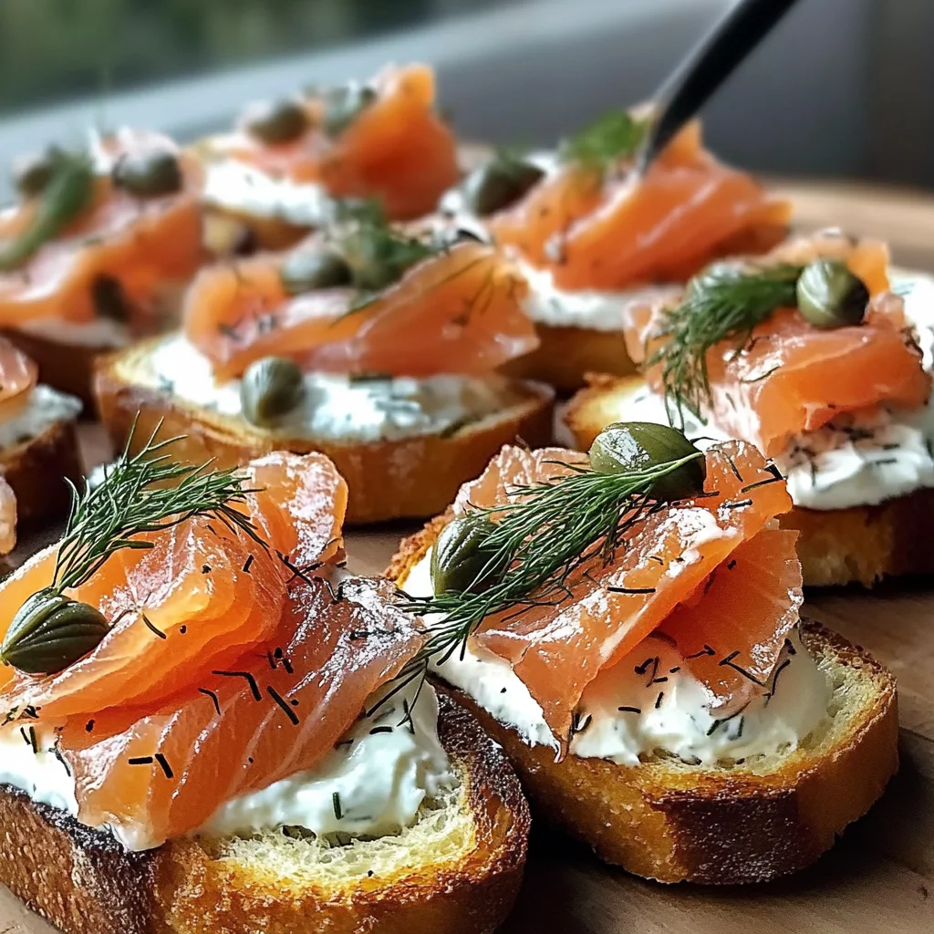 Smoked Salmon Crostini With Dill Cream Cheese Spread