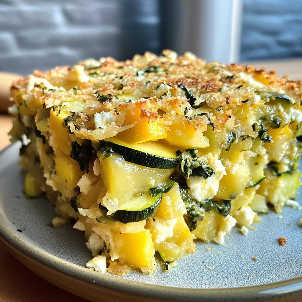 Baked Zucchini, Spinach, and Feta Casserole