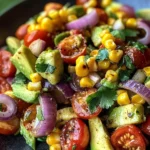 Charred Corn Avocado Salad with Roasted Red Onions