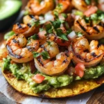 Grilled Shrimp Tostadas with Guacamole & Pico de Gallo