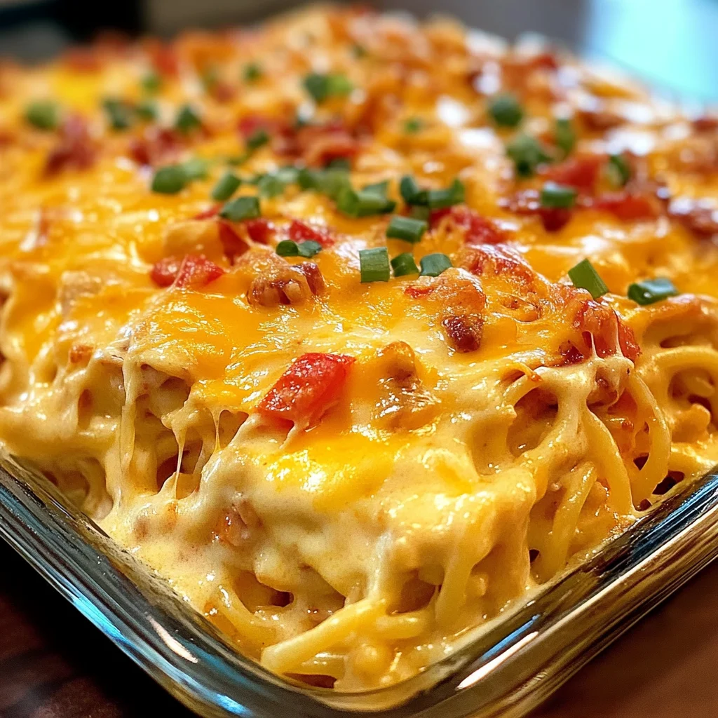 Spicy Southern Cheesy Chicken Spaghetti Casserole
