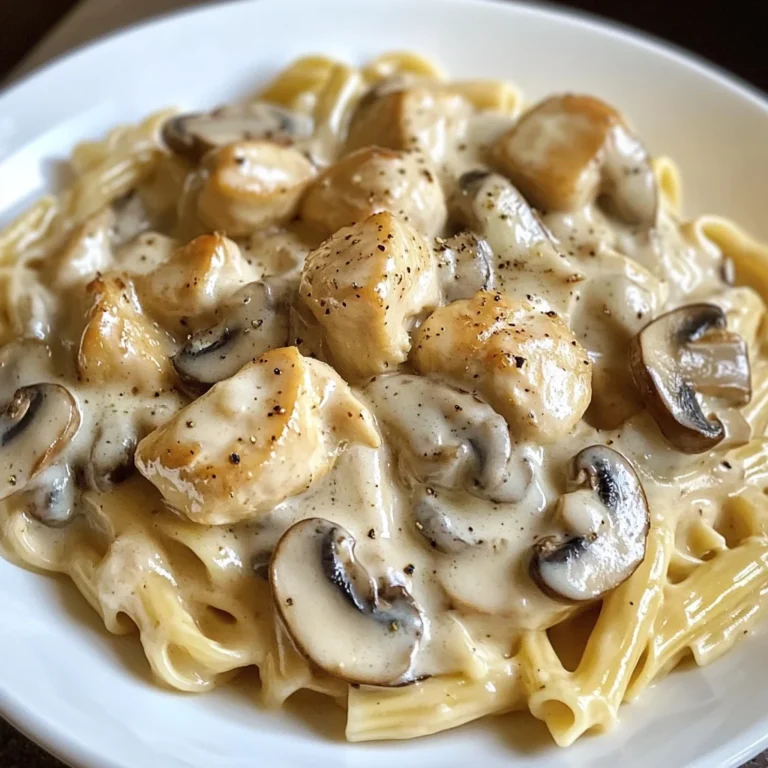 Creamy Garlic Chicken & Mushroom Pasta