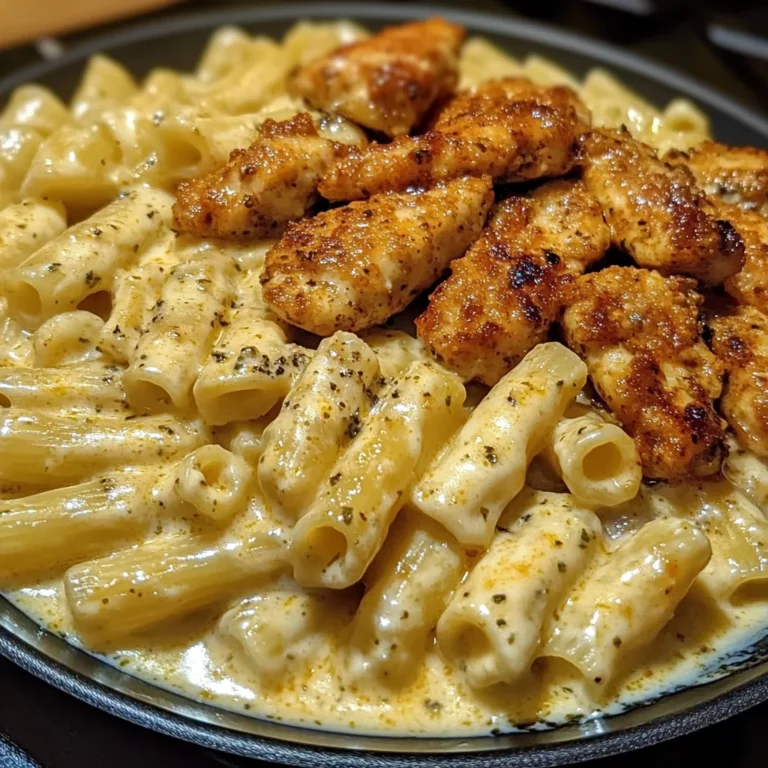 Creamy Rigatoni Alfredo with Cajun Chicken Strips