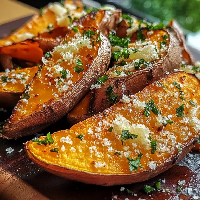 Garlic Parmesan Sweet Potato Wedges