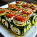 Grilled Zucchini Rollups with Lemon-Basil Ricotta & Slow Roasted Tomatoes