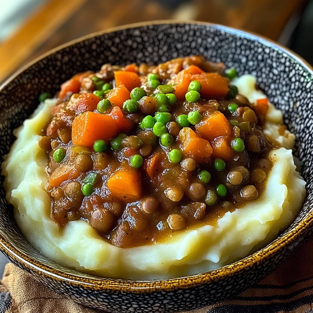 Lentil Stew Over Mashed Potatoes