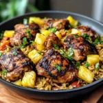 One Pan Caribbean Jerk Chicken with Pineapple-Coconut Rice Recipe