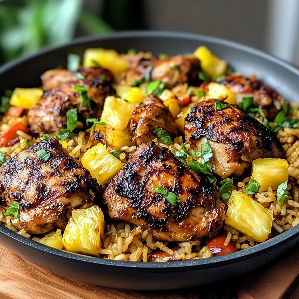 One Pan Caribbean Jerk Chicken with Pineapple-Coconut Rice Recipe