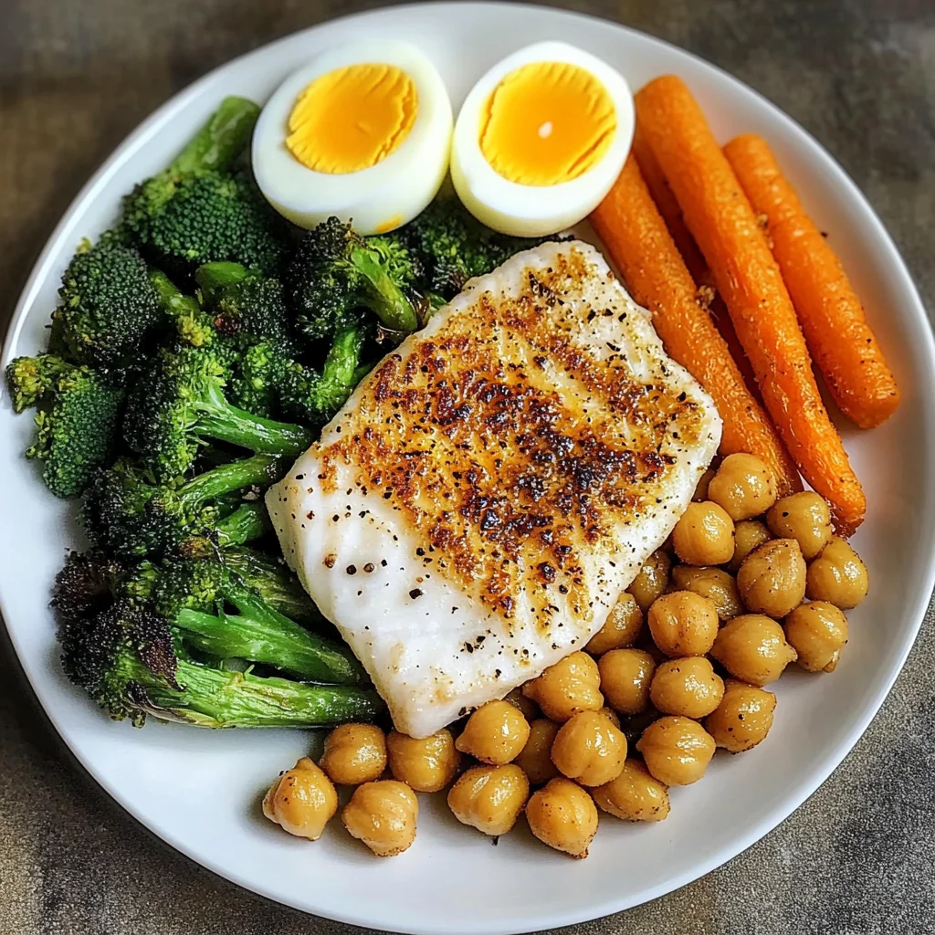 Protein Power Plate with Fish, Roasted Chickpeas & Veggies
