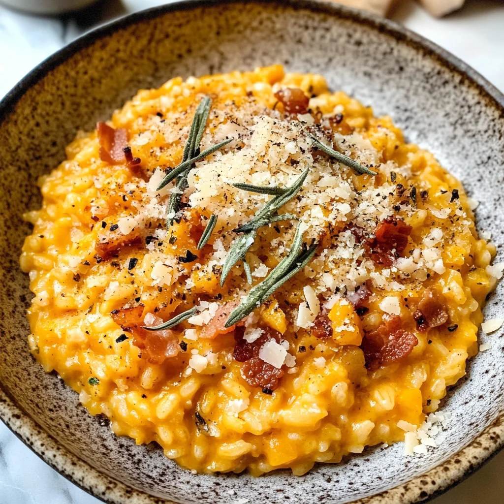 Pumpkin Risotto with Turkey Bacon & Parmesan
