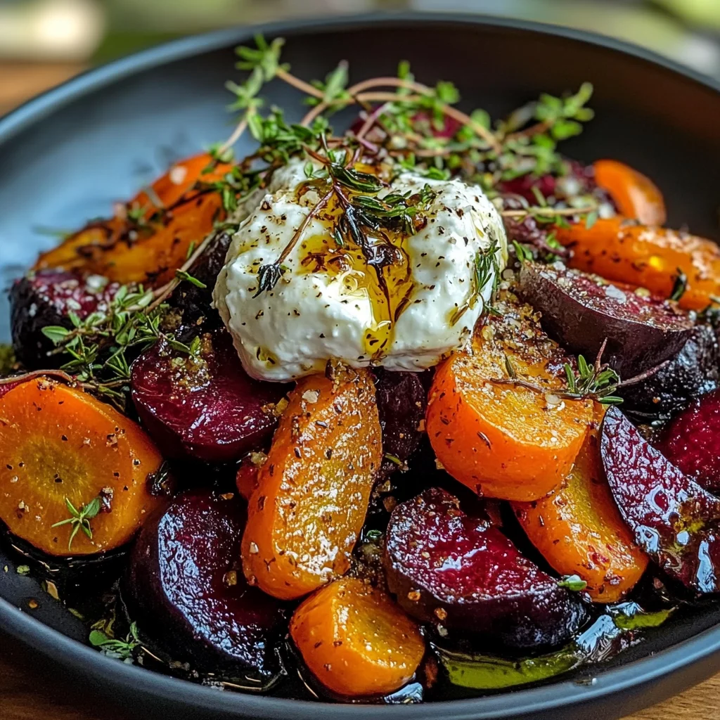 Roasted Beets and Carrots Salad with Burrata