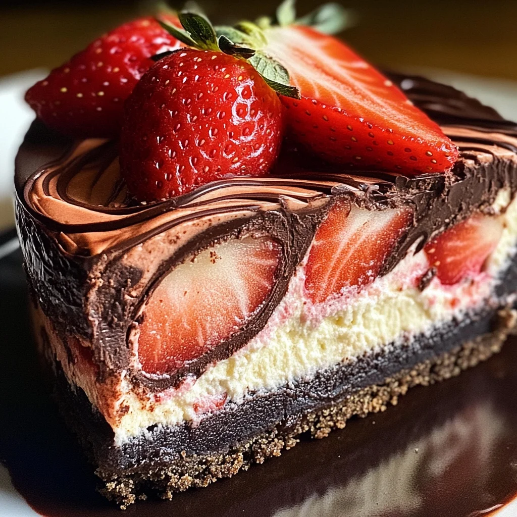 Chocolate Strawberry Swirl Cheesecake