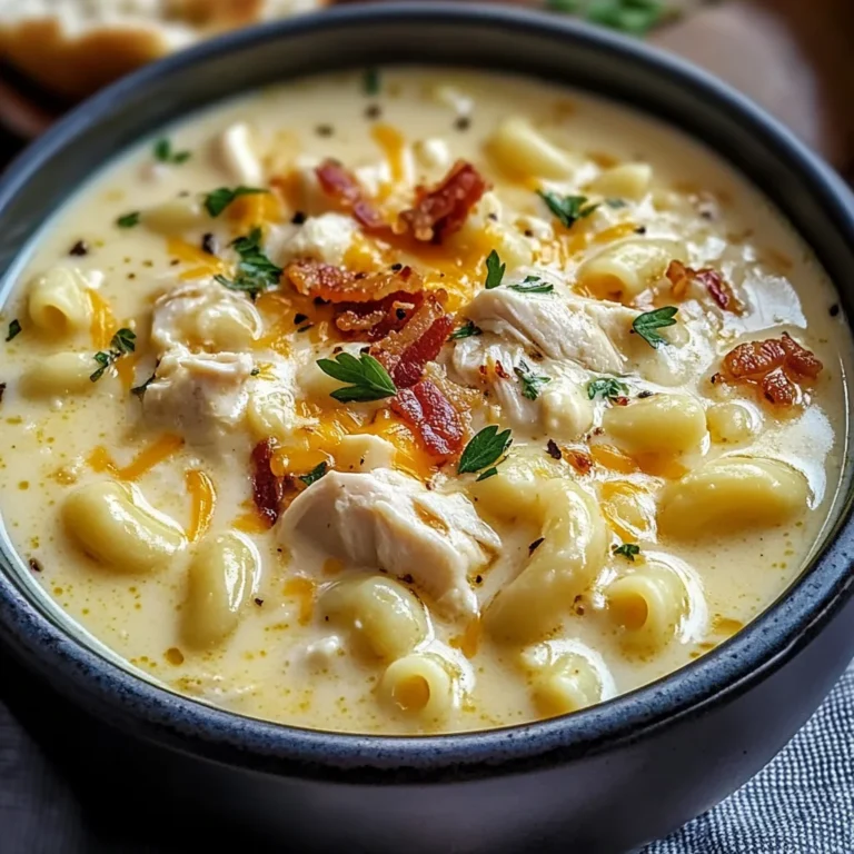 Creamy Chicken Macaroni Cheese Soup