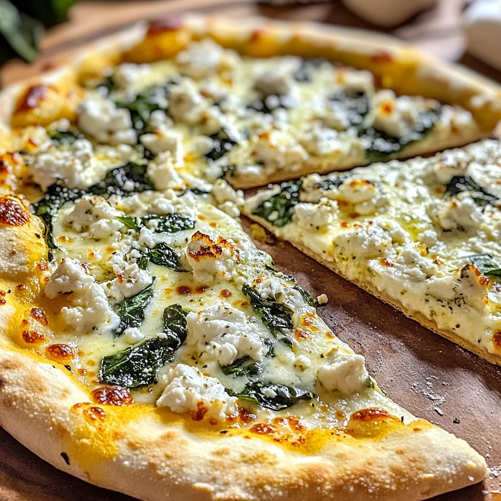Greek Roasted Garlic Spinach White Pizza