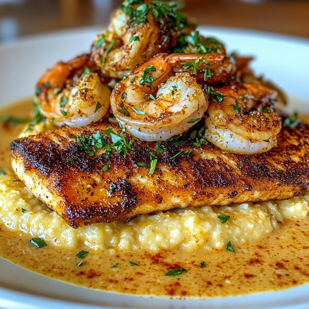 Red Snapper Shrimp Grits Cajun