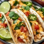 Slow Cooker Queso Chicken Tacos