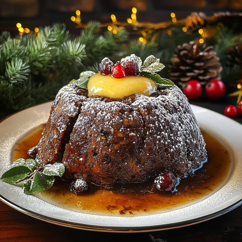 Traditional Plum Pudding with Brandy Butter Sauce