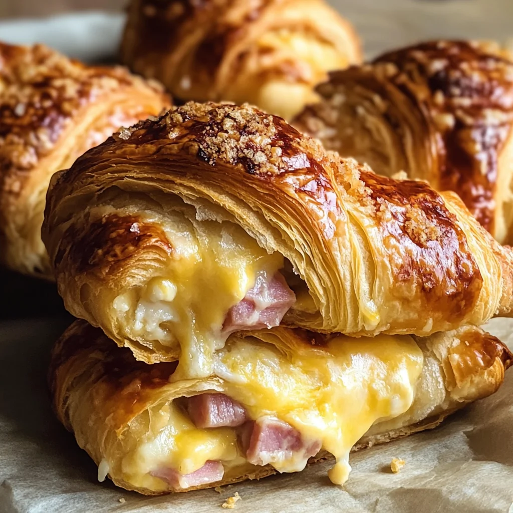 Baked chicken ham and Cheese Croissants Easy Breakfast Bake Recipe!